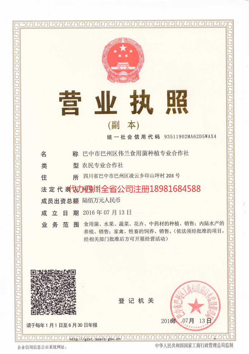 资中资中伟兰食用菌种植专业合作社